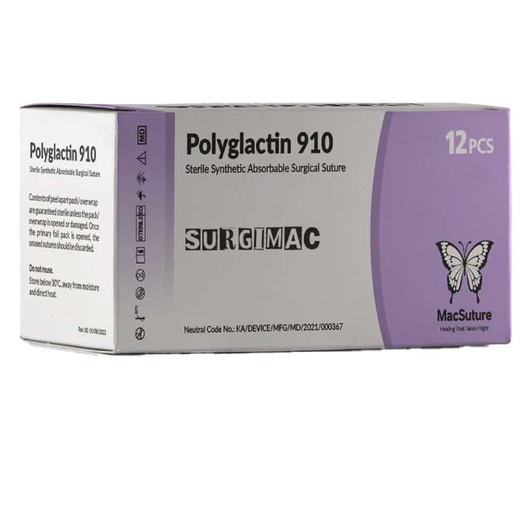 MacSuture 4-0 PGA Undyed Braided Suture, 26" with 19mm 3/8 Circle Reverse Cutting Needle, 12/Box