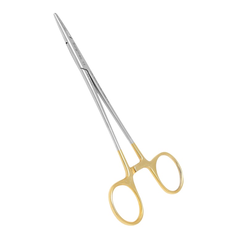 Pro Series 5.5" Needle Holder w/ TC Serrated Jaws, 1/Pk. Straight with gold ring handle