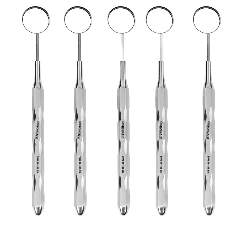 SurgiMac #5 Front Surface Mirror with Ergonomic Handle, Simple Stem, 5/Pk. Stainless Steel hollow