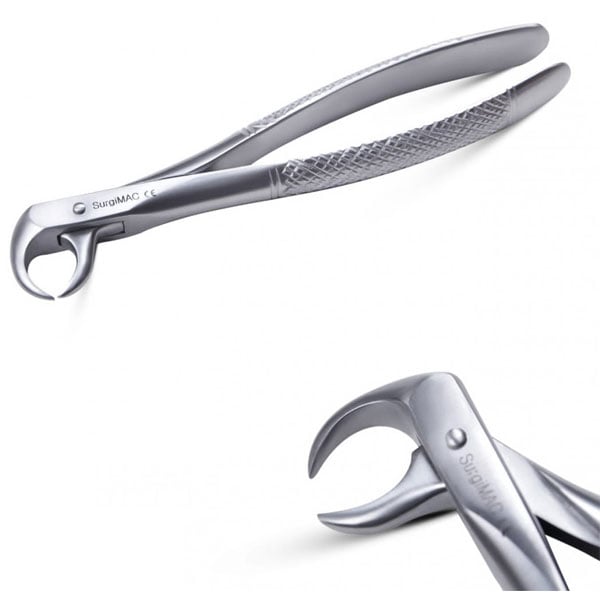 SurgiMac #86C European Style Forceps with Serrated tips. For lower molars gripping in depth