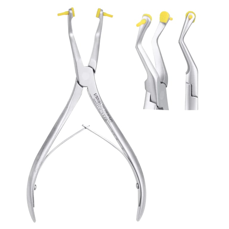 SurgiMac Crown & Bridge Removing Pliers 1/Pk. Stainless Steel. Enhanced curve provides easy