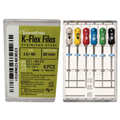 K-Flex Files 30mm, #15-40 Assorted, package of 6 files
