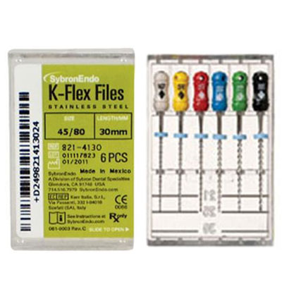 K-Flex Files #45-80 stainless steel files, assorted, 30 mm, box of 6 files (1 of each size)