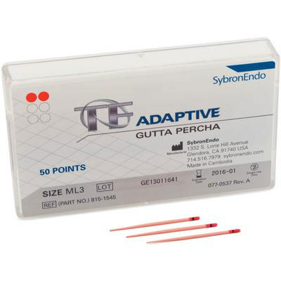 TF Adaptive Gutta Percha - Medium/Large, Red ML3 50/Pk. Gutta Percha is made specifically