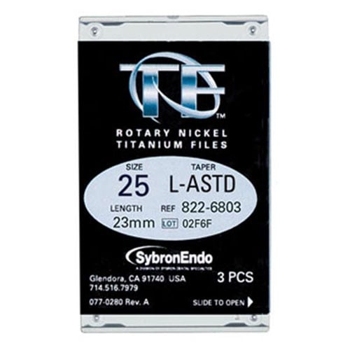 Twisted Files #25 taper 23mm Twisted Files. 3/Pkg. Large Assorted pack, NiTi with Rphase