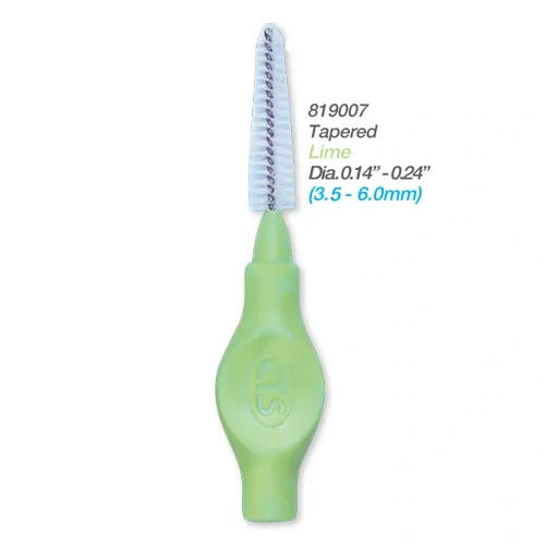Flexi Interdental Brushes Tapered (Lime), 12 Brushes & 2 Covers. Dia