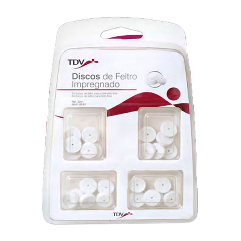 TDV Impregnated Felt Wheels - 12mm, 24 Wheels. Felt discs with abrasive and lubricant impregnated