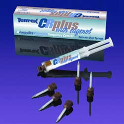Temrex CR Plus Zinc Oxide Eugenol Temporary Cement, 6 gram Dual Auto-Mix Syringe and 15 Mixing Tips