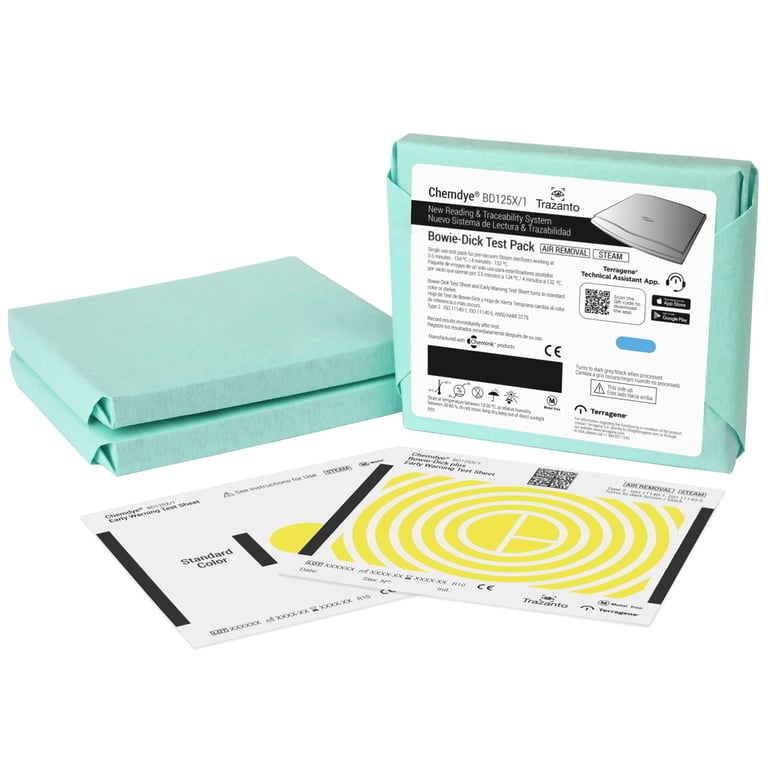 ChemDye Bowie-Dick Test Pack Type 2 Chemical Indicator, 20/Pk. Designed for testing air removal