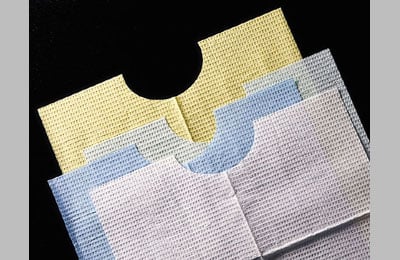 Tidi Blue Contour Neck Patient Bibs (18" x 22") 3 Ply Paper/1 Ply Poly, Case of 400