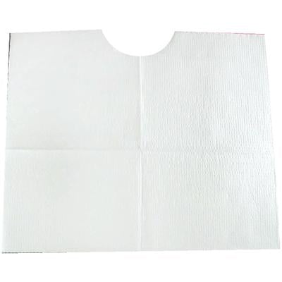 Tidi Contour Neck Bibs - WHITE 17" x 18", 500/Case. 2 Ply Paper/1 Ply Poly. High absorbency plus
