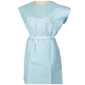Tidi Disposable Patient Gowns 50/Cs. 30" X 42", Blue. 3-Ply tissue, front of back opening