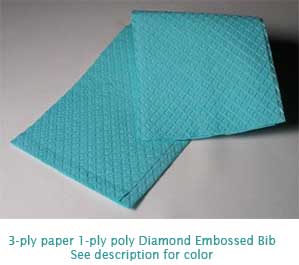 Tidi Choice - White Diamond-Embossed Patient Bib (13" x 18") 500/Box. 2-Ply Paper/1-Ply Poly