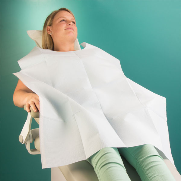 Tidi Polybacked Patient Drapes, Blue 29" x 42", 50/Case. Knee-Length with Contour Neck