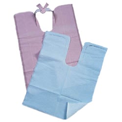 Tidi Blue Contour Neck Patient Bibs with Neck Tie (18" x 25") 1 Ply Paper/1 Ply Poly, Case of 250