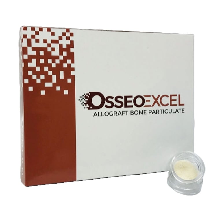 OsseoExcel Mineralized Cortical Bone Powder, 250-1000µm, 0.25cc Jar. Safe alternative to an