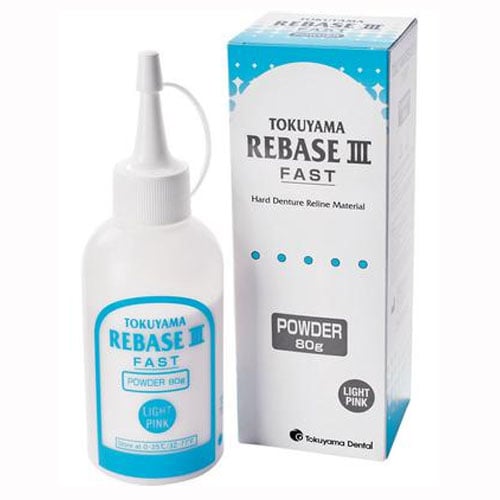 Rebase III Hard Denture Reline Material Powder, 80 Gm. Bottle, Light Pink, Fast Set