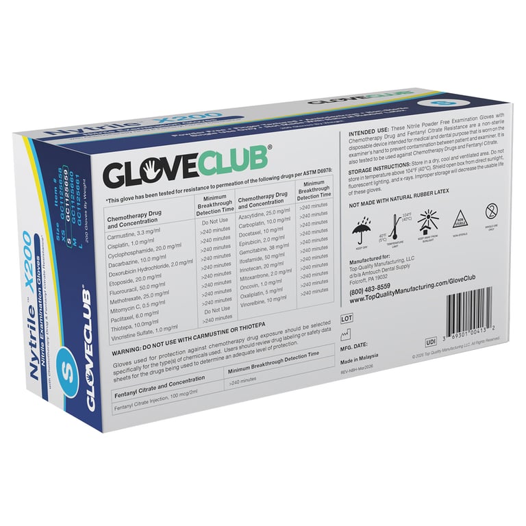 Glove Club Nytrile X200 Powder Free Exam Gloves, 