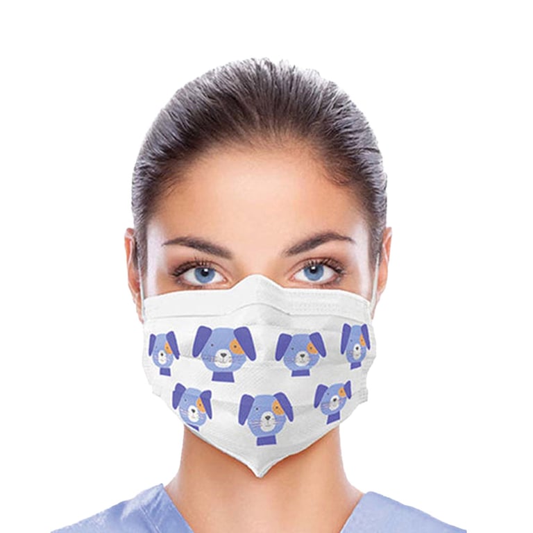 Top Quality Manufacturing Pediatric ASTM 3 Premium Earloop Face Mask, Asst Animal Prints, 40/Box