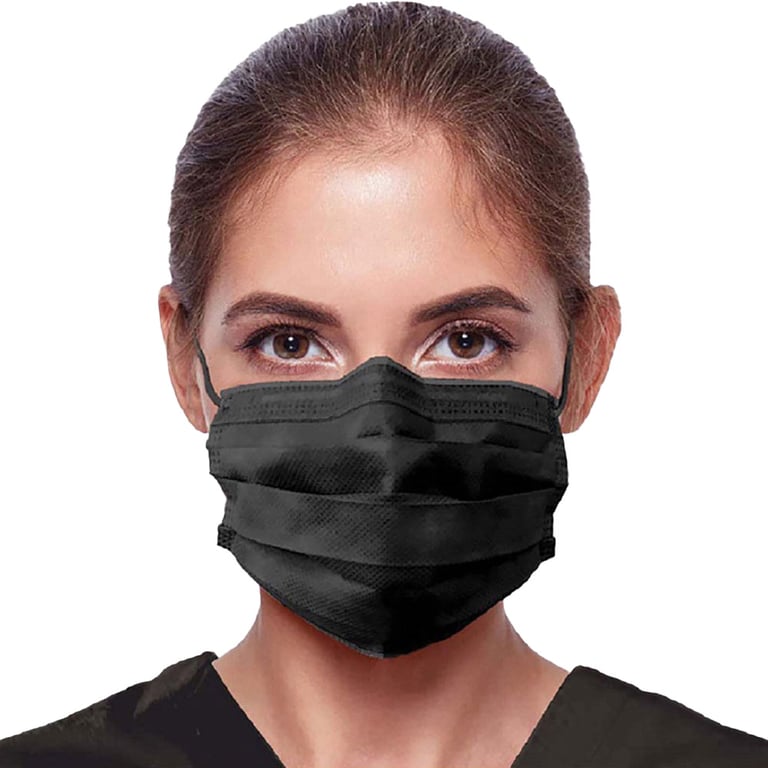 Top Quality Manufacturing BlakCat ASTM 3 Earloop Face Mask, Black, 50/Box. Meets and/or exceeds