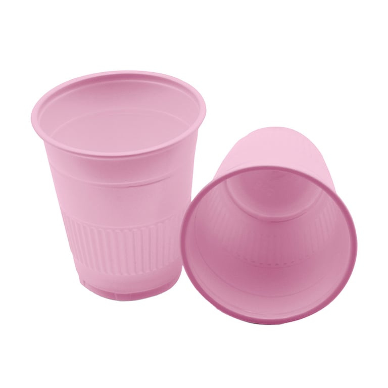 Top Quality Manufacturing 5 oz. Plastic Cups, Pink, 1000/Case. Ribbed sides for excellent grip