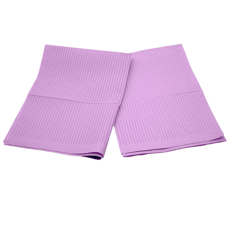Top Quality Manufacturing 3-Ply Paper w/ Poly Backing Bibs, 13" x 18", Lavender, 500/Case