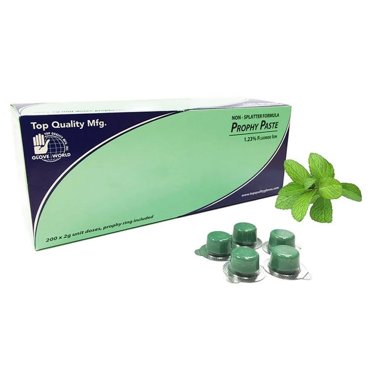 Top Quality Manufacturing 1.23% Fluoride, Medium Grit Prophy Paste, Mint, Unit Dose Cups, 200/Box