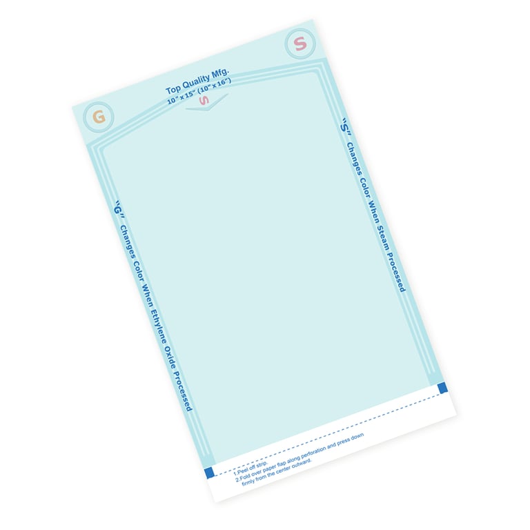 Top Quality Manufacturing Sterilization Pouches, 10" x 15", 200/Box. Self-seal. Built-in internal