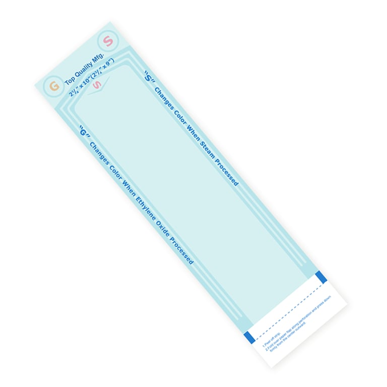 Top Quality Manufacturing Sterilization Pouches, 2.75" x 10", 200/Box. Self-seal. Built-in