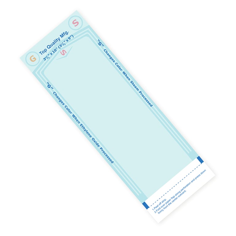 Top Quality Manufacturing Sterilization Pouches, 3.5" x 10", 200/Box. Self-seal. Built-in internal