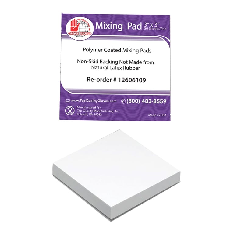Top Quality Manufacturing Poly Coated Non-Skid Mixing Pads, 3" x 3", 50 Sheets/Pad, Single Pad