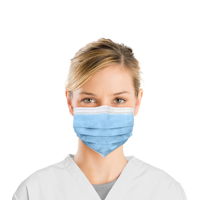 Top Quality Manufacturing 3-Ply ASTM 1 Earloop Face Mask, Blue, 50/Box. Inner layer made