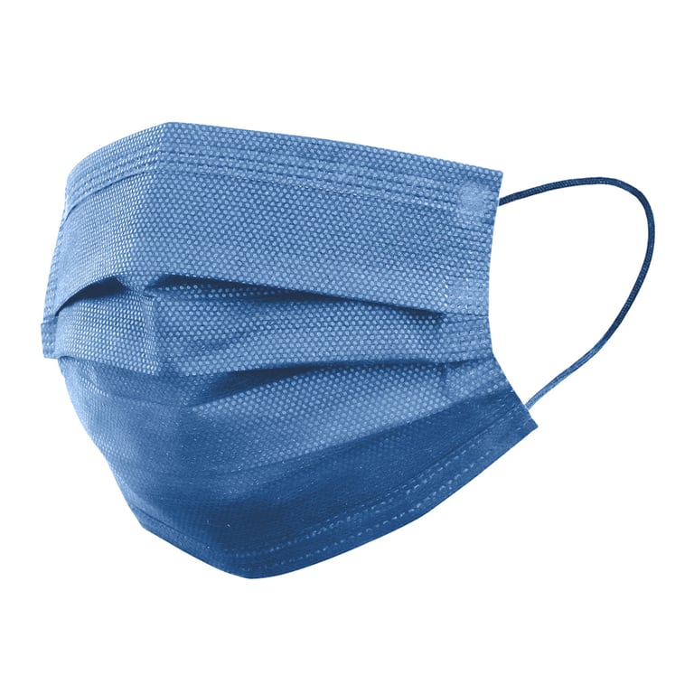 Top Quality Manufacturing 4-Ply ASTM 3 Earloop Face Mask, Blue, 50/Box. Fluid Resistant. High