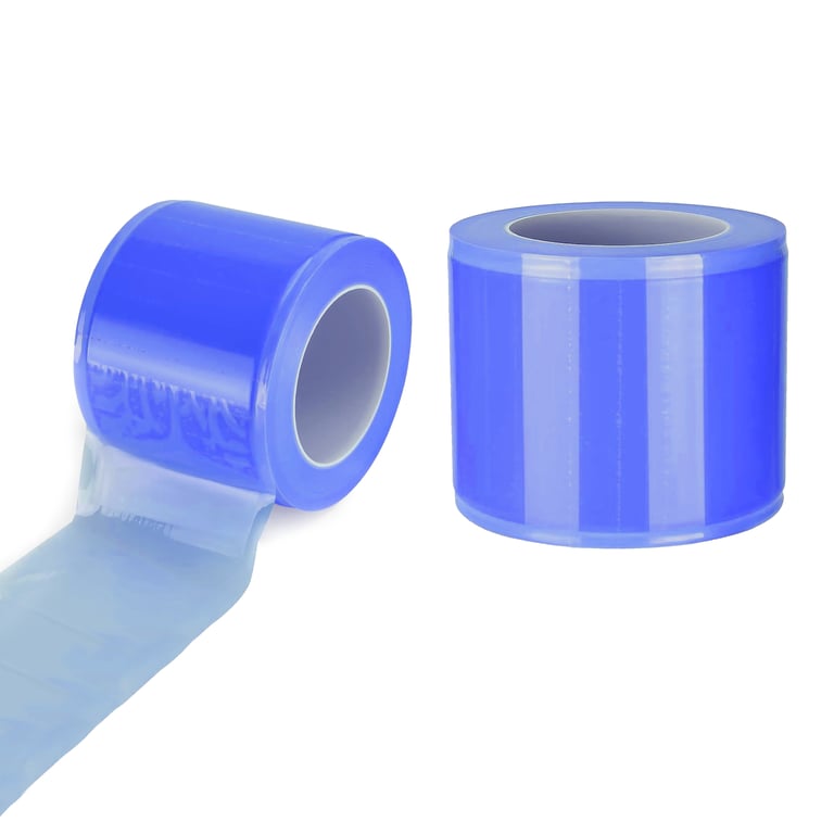 Top Quality Manufacturing Barrier Film, 4" x 6", Blue, 1200/Roll. Disposable, transparent plastic