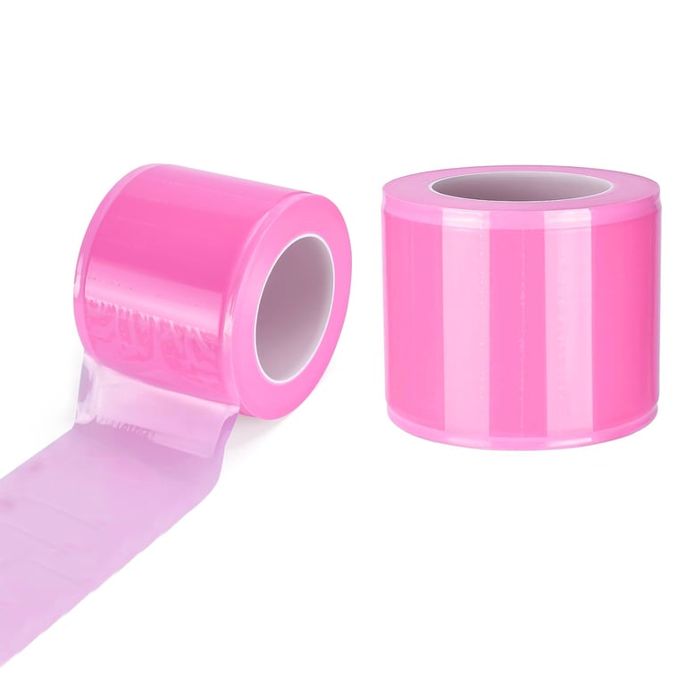 Top Quality Manufacturing Barrier Film, 4" x 6", Pink, 1200/Roll. Disposable, transparent plastic
