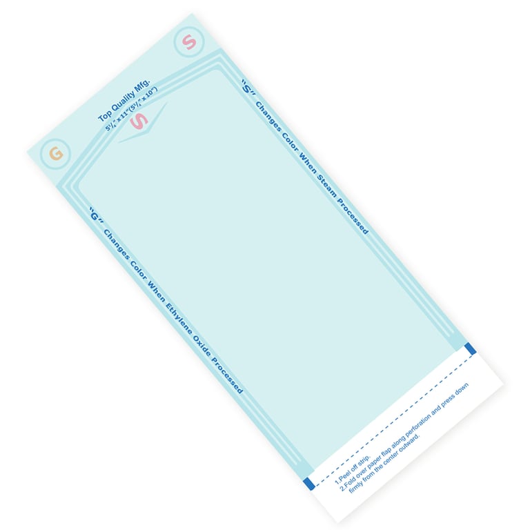 Top Quality Manufacturing Sterilization Pouches, 5.25" x 11", 200/Box. Self-seal. Built-in