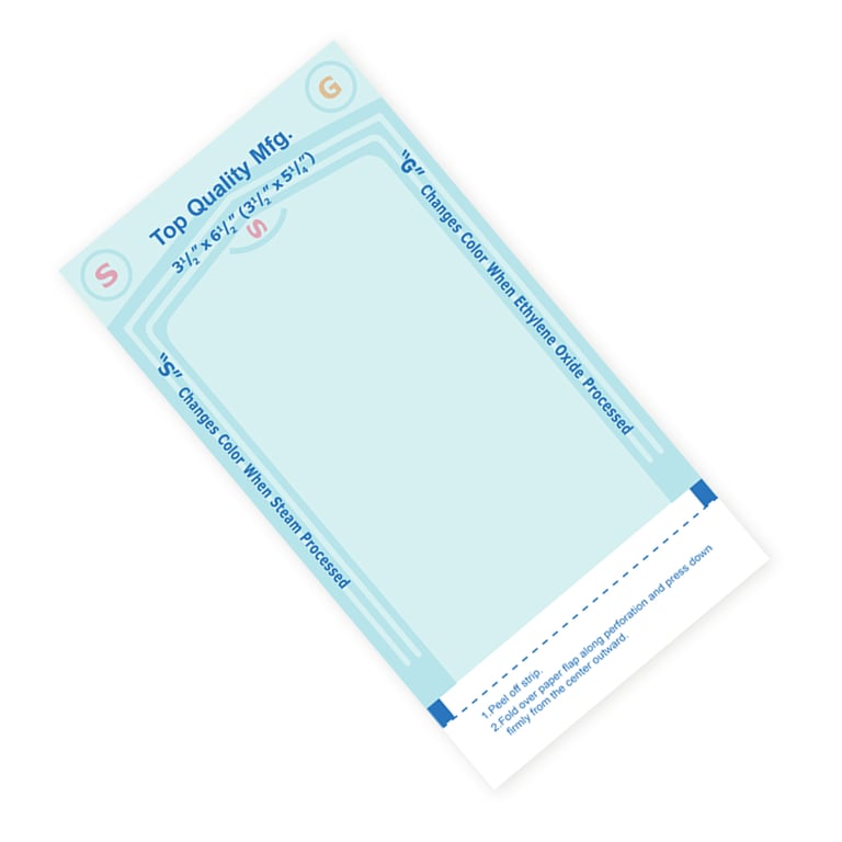 Top Quality Manufacturing Sterilization Pouches, 3.5" x 6.5", 200/Box. Self-seal. Built-in
