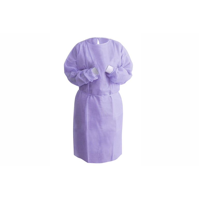 Top Quality Manufacturing Tie Back Isolation Gown, Regular, Lavender, 10/Bag. Features knit cuffs