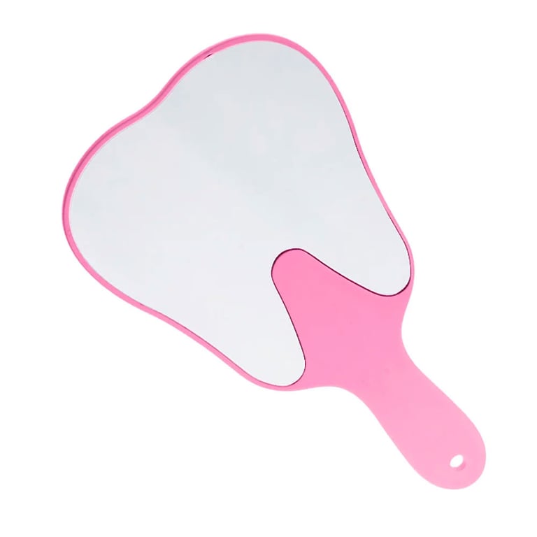 Top Quality Manufacturing Tooth-Shaped Hand Mirror, Pink, 1/Pk. High quality plastic handle. High