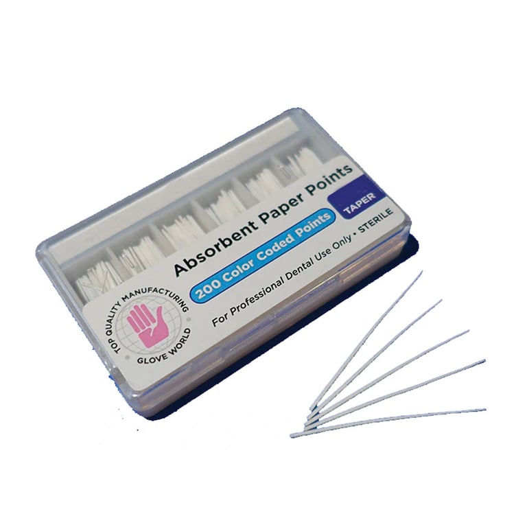 Top Quality Manufacturing Absorbent Paper Points, Taper .02, Size 20, 200/Pk. ISO sizes and color