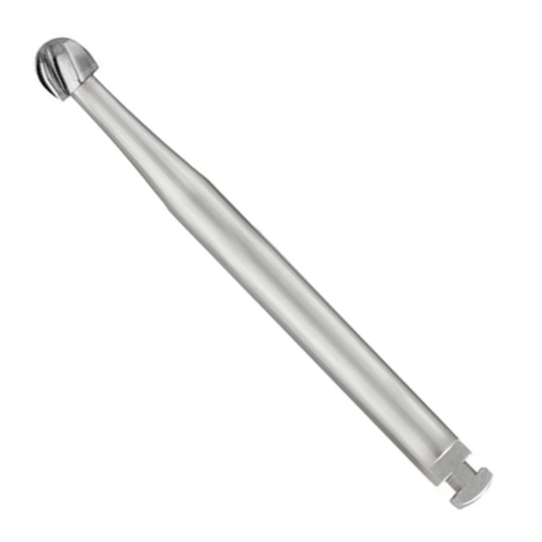 TriRockDental RA #4 Round Carbide Burs, Single Use, 10/Pk. Head diameter 0.9 mm, head length 1.4