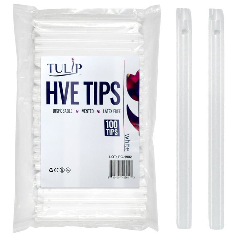 Tulip Disposable Vented High Volume Evacuation Tip, White, 100/Pk. Vented evacuation instrument