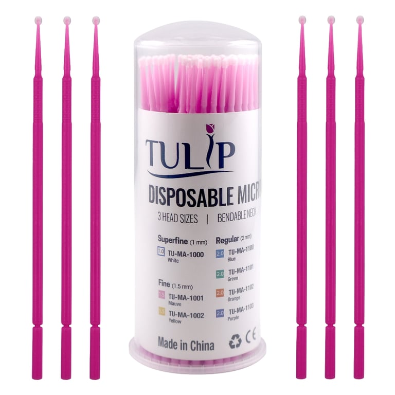 Tulip Fine Micro Applicator Brushes, 1.5mm, Pink, 400/Pk. Applies bonding agents, etchants