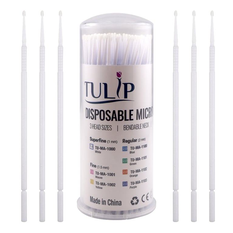Tulip Superfine Micro Applicator Brushes, 1.0mm, White, 400/Pk. Applies bonding agents, etchants