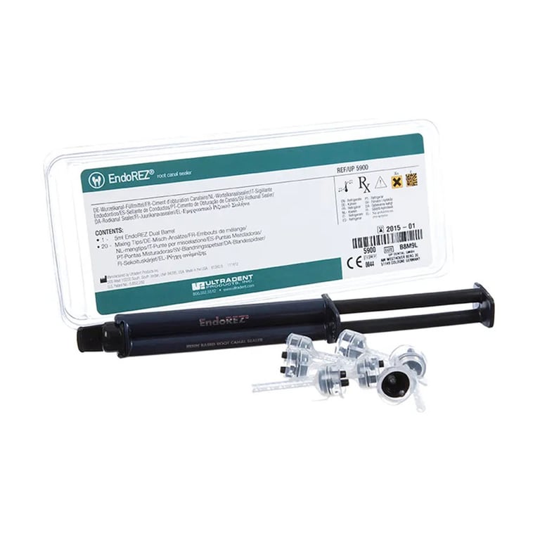 EndoREZ Root Canal Sealer Refill Kit - 5mL Dual-Barrel Syringe, 20 Mixing Tips. Reduces additional