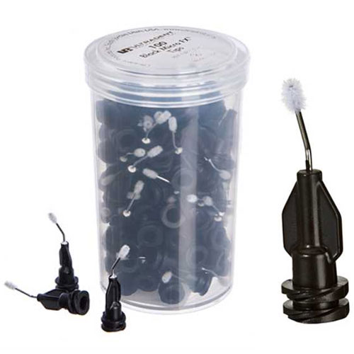 Micro FX Tip Black 22ga, 100/Box. Accommodates various viscosities. Flocked tip fans out to spread