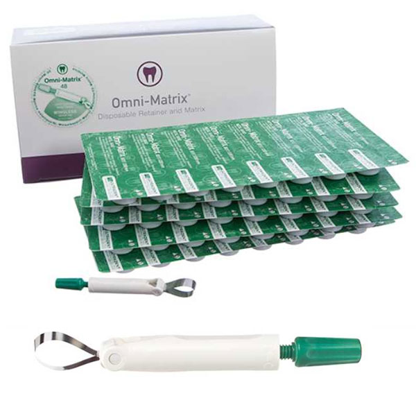 Omni-Matrix Disposable Retainer and Matrix, Wingless 48 - Metal Bands 6 x 0.04 mm (Green). Quick