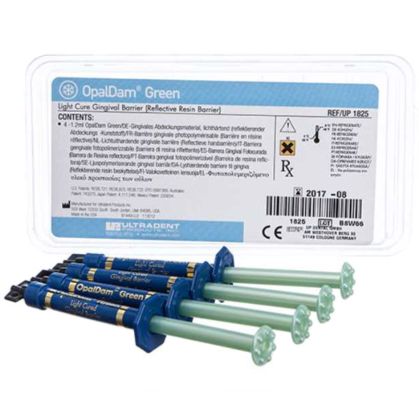 OpalDam Green 4 - 1.2 ml Syringes. Liquid dam, resin barriers used to isolate and protect soft