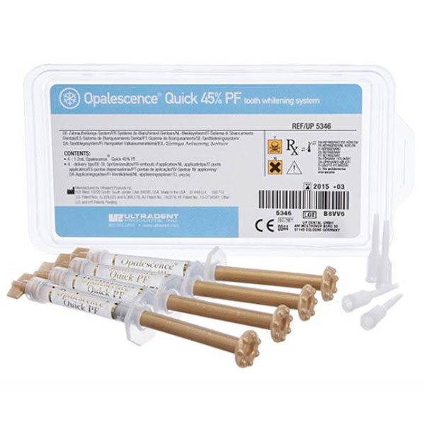 Opalescence Quick PF 45% Office Whitener, Refill: 4 - 1.2 ml Syringes with Tips. 45% carbamide