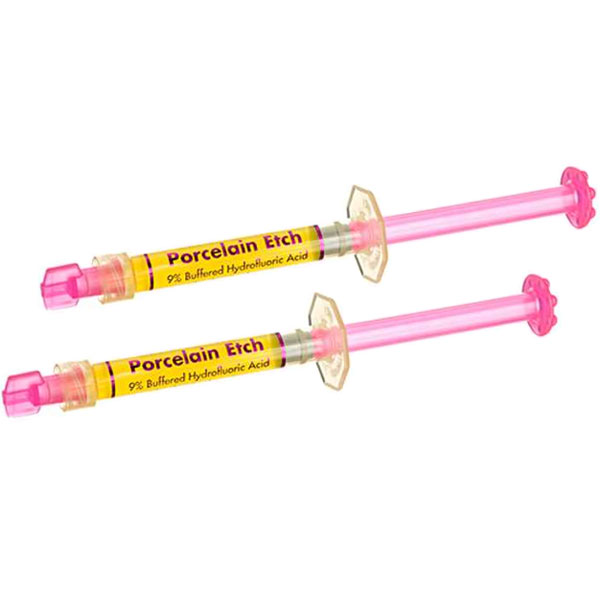 Porcelain Etch Mini Refill, Buffered 9.6% Hydrofluoric Acid. Contains: 2 x 1.2 ml syringes